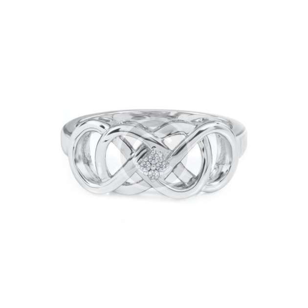 Infinity X.O Diamond Ring in Sterling Silver