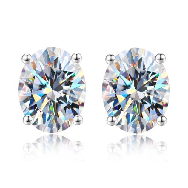 Cercei argint Solitaire Oval